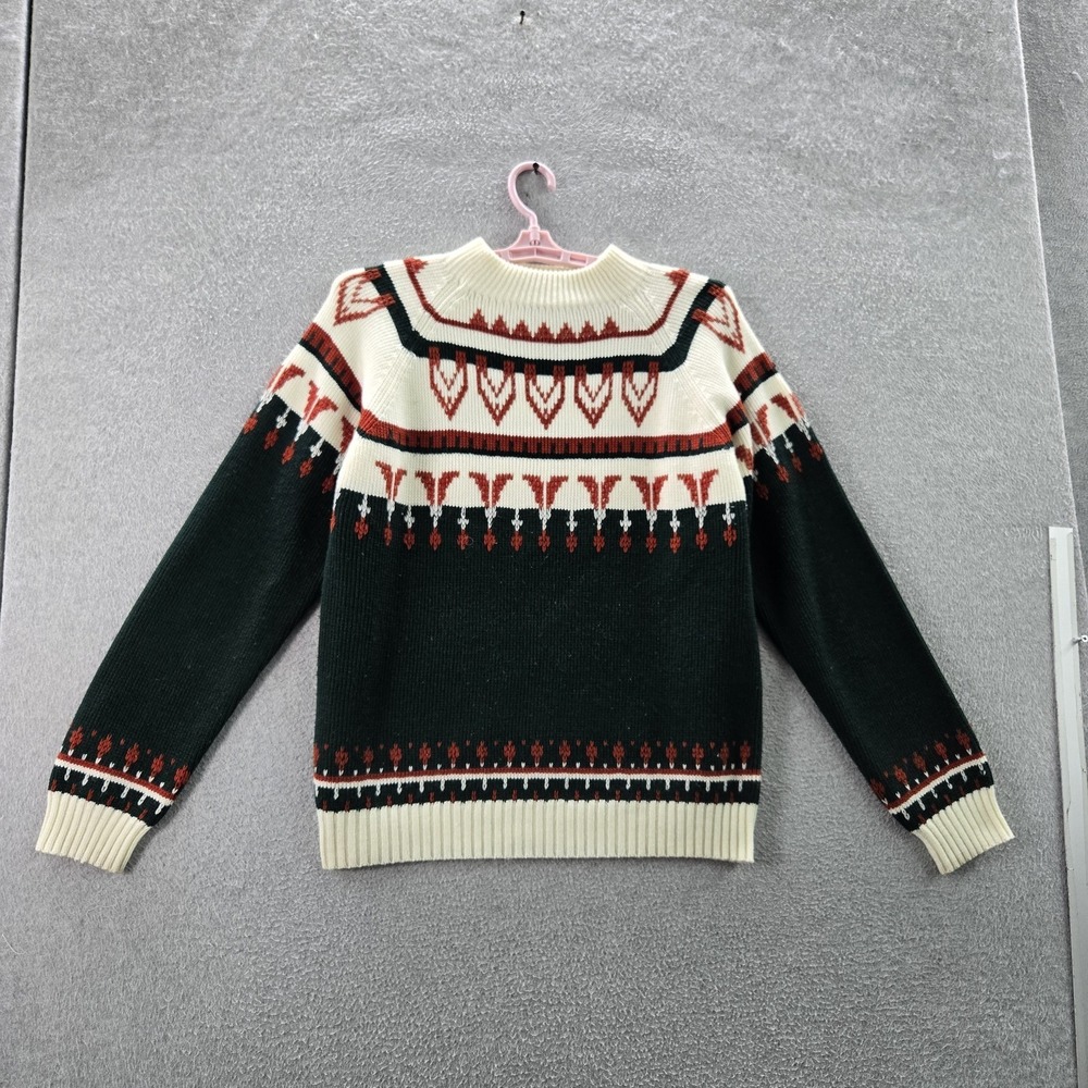 VINTAGE Jcpenney Men Sweater M Green‎ Fair Isle Sweater Knitted Nordic Christmas